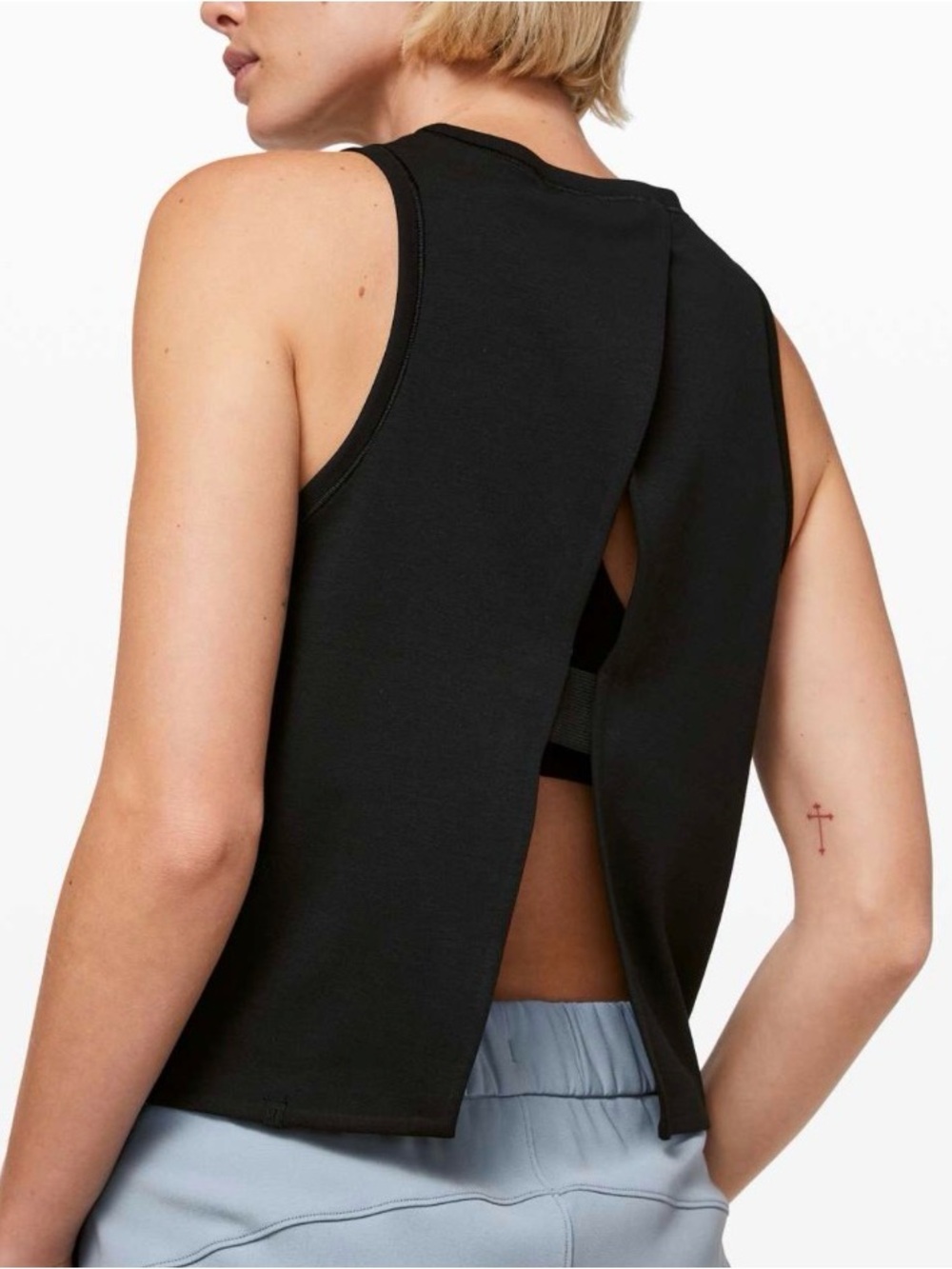 Sleeveless Open-Back Tank Top - Black